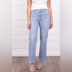 Paige Relaxed Colette Cropped Flare Jeans In Jama Wash Raw Hem Size 25